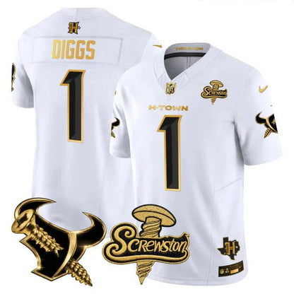 Men's Houston Texans DJ Screw Gold Vapor Limited Jersey - All Stitched
