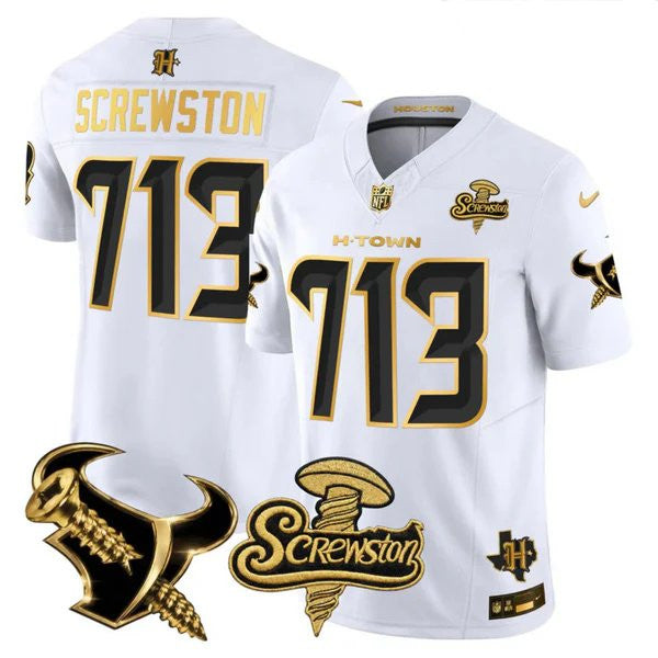 Men's Houston Texans DJ Screw Gold Vapor Limited Jersey - All Stitched