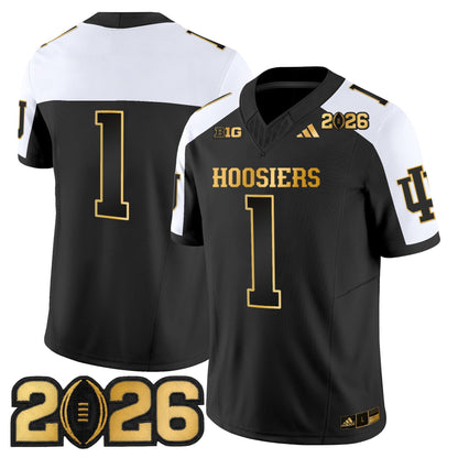 Men's Indiana Hoosiers 2026 CFP Final Patch Gold Vapor Limited Jersey - All Stitched