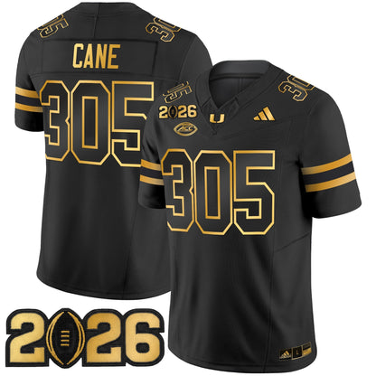 Men's Miami Hurricanes 2026 CFP Final Patch Gold Vapor Limited Jersey - All Stitched