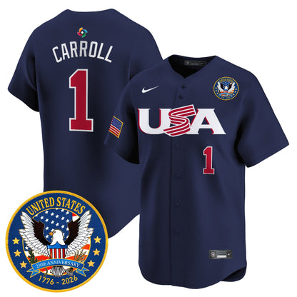 Men's Team USA World Baseball Classic United States 250th Anniversary Patch Vapor Premier Jersey - 2026 Roster - All Stitched