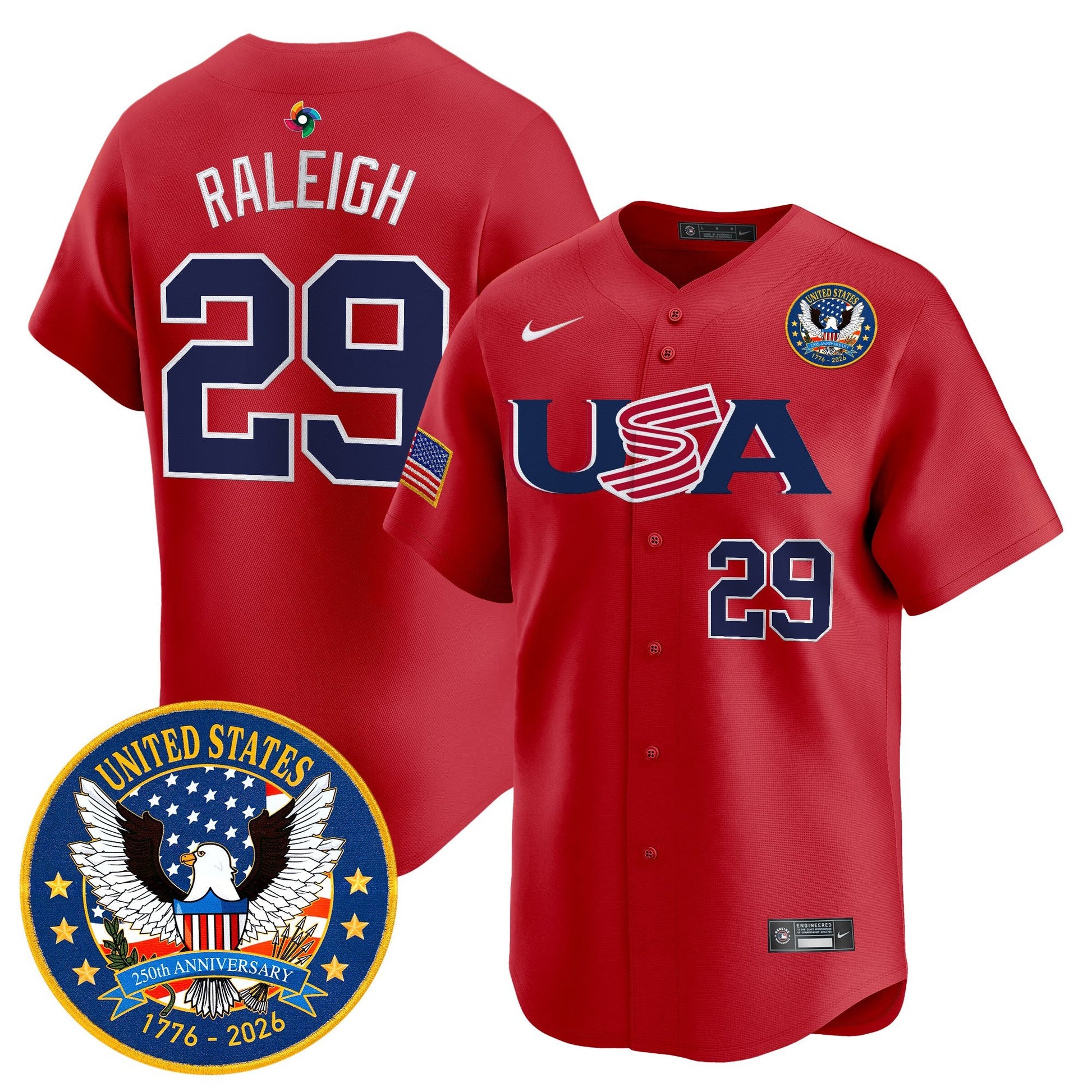 Men's Team USA World Baseball Classic United States 250th Anniversary Patch Vapor Premier Jersey - 2026 Roster - All Stitched