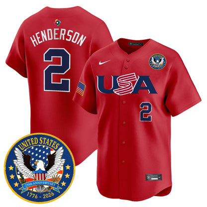Men's Team USA World Baseball Classic United States 250th Anniversary Patch Vapor Premier Jersey - 2026 Roster - All Stitched