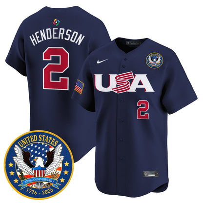Men's Team USA World Baseball Classic United States 250th Anniversary Patch Vapor Premier Jersey - 2026 Roster - All Stitched