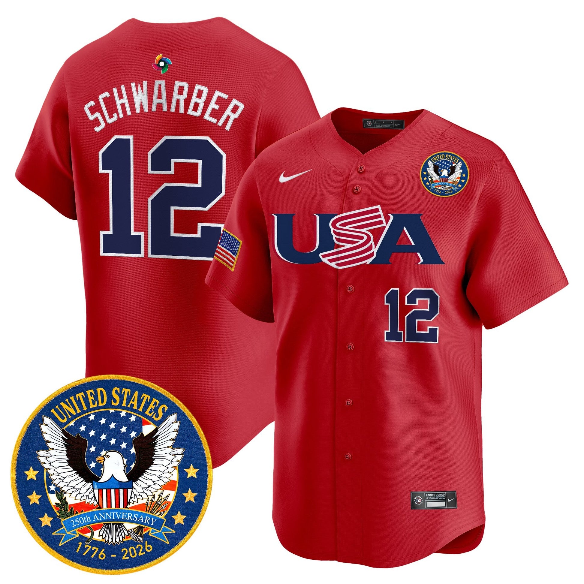 Men's Team USA World Baseball Classic United States 250th Anniversary Patch Vapor Premier Jersey - 2026 Roster - All Stitched