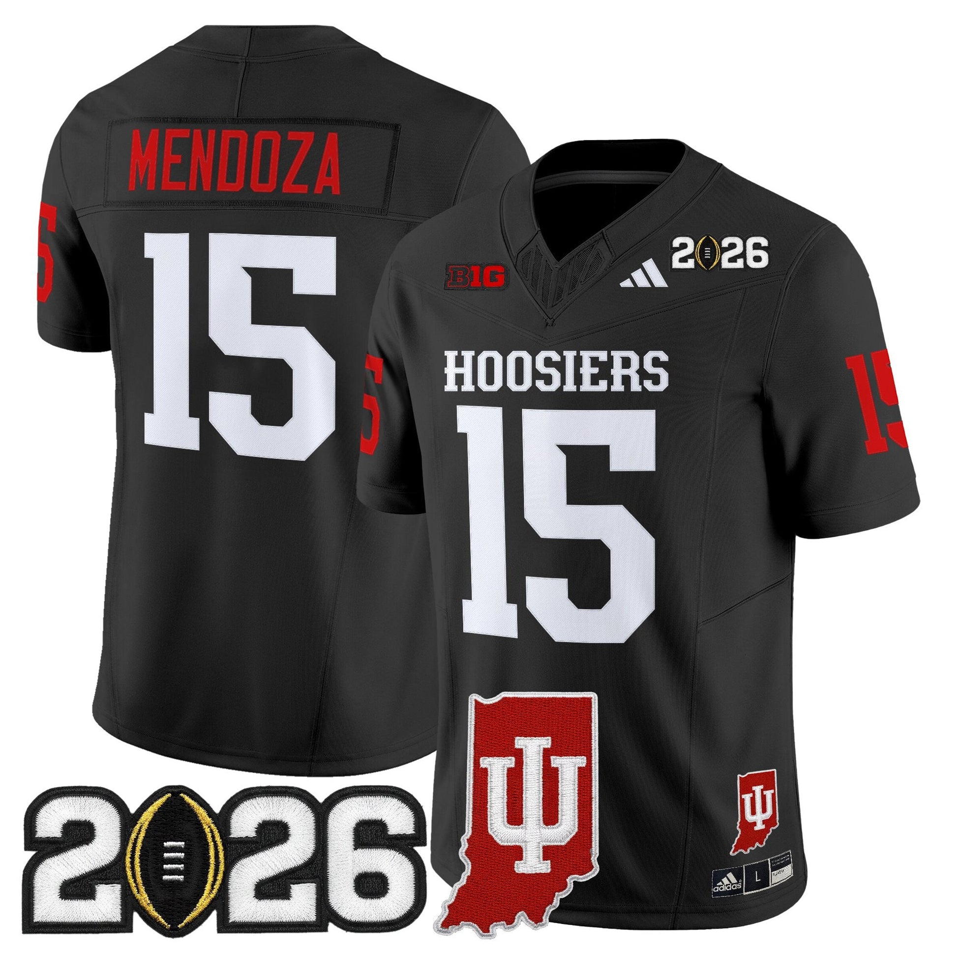 Men's Indiana Hoosiers 2026 CFP Final & Indiana State Patch Vapor Limited Jersey - All Stitched