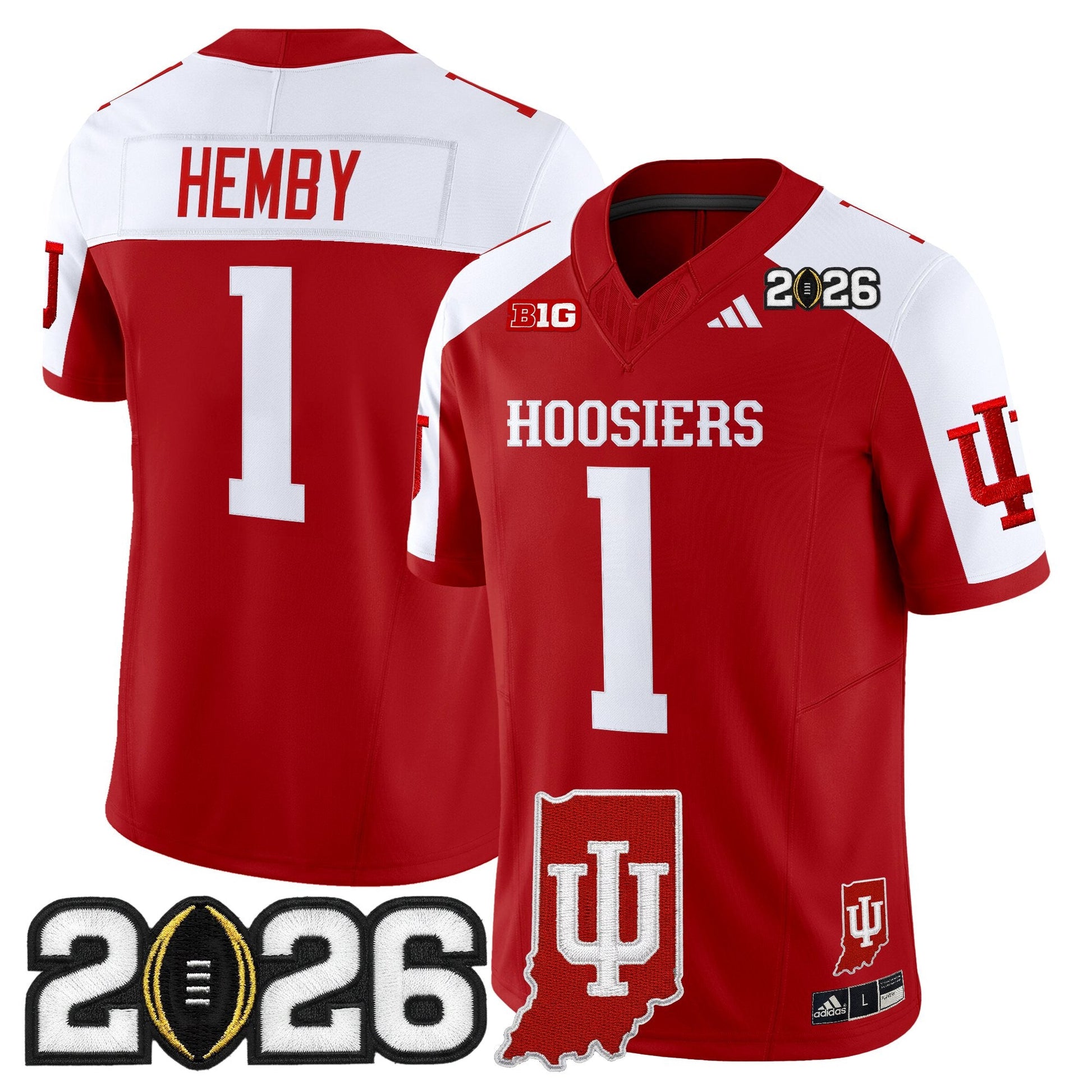 Men's Indiana Hoosiers 2026 CFP Final & Indiana State Patch Vapor Limited Jersey - All Stitched