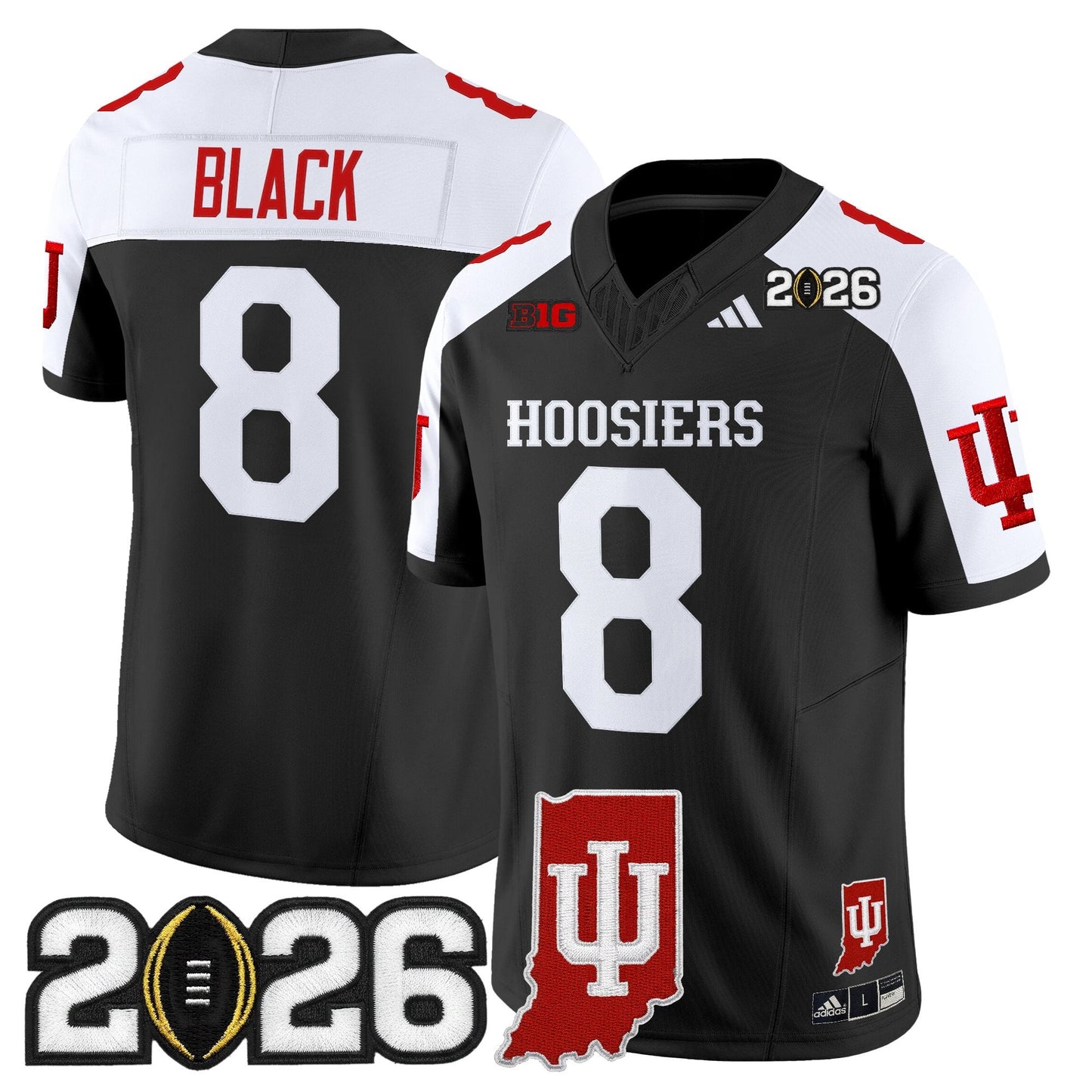Men's Indiana Hoosiers 2026 CFP Final & Indiana State Patch Vapor Limited Jersey - All Stitched