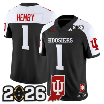 Men's Indiana Hoosiers 2026 CFP Final & Indiana State Patch Vapor Limited Jersey - All Stitched