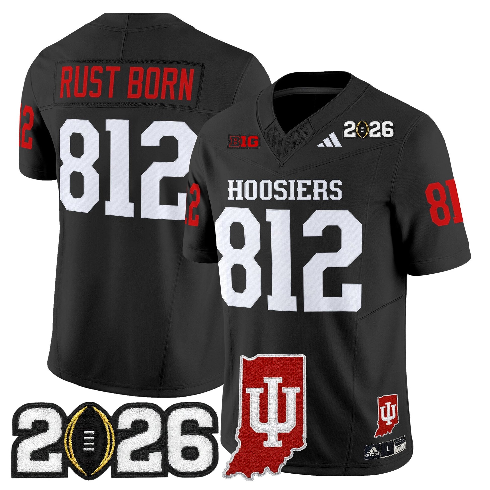 Men's Indiana Hoosiers 2026 CFP Final & Indiana State Patch Vapor Limited Jersey - All Stitched