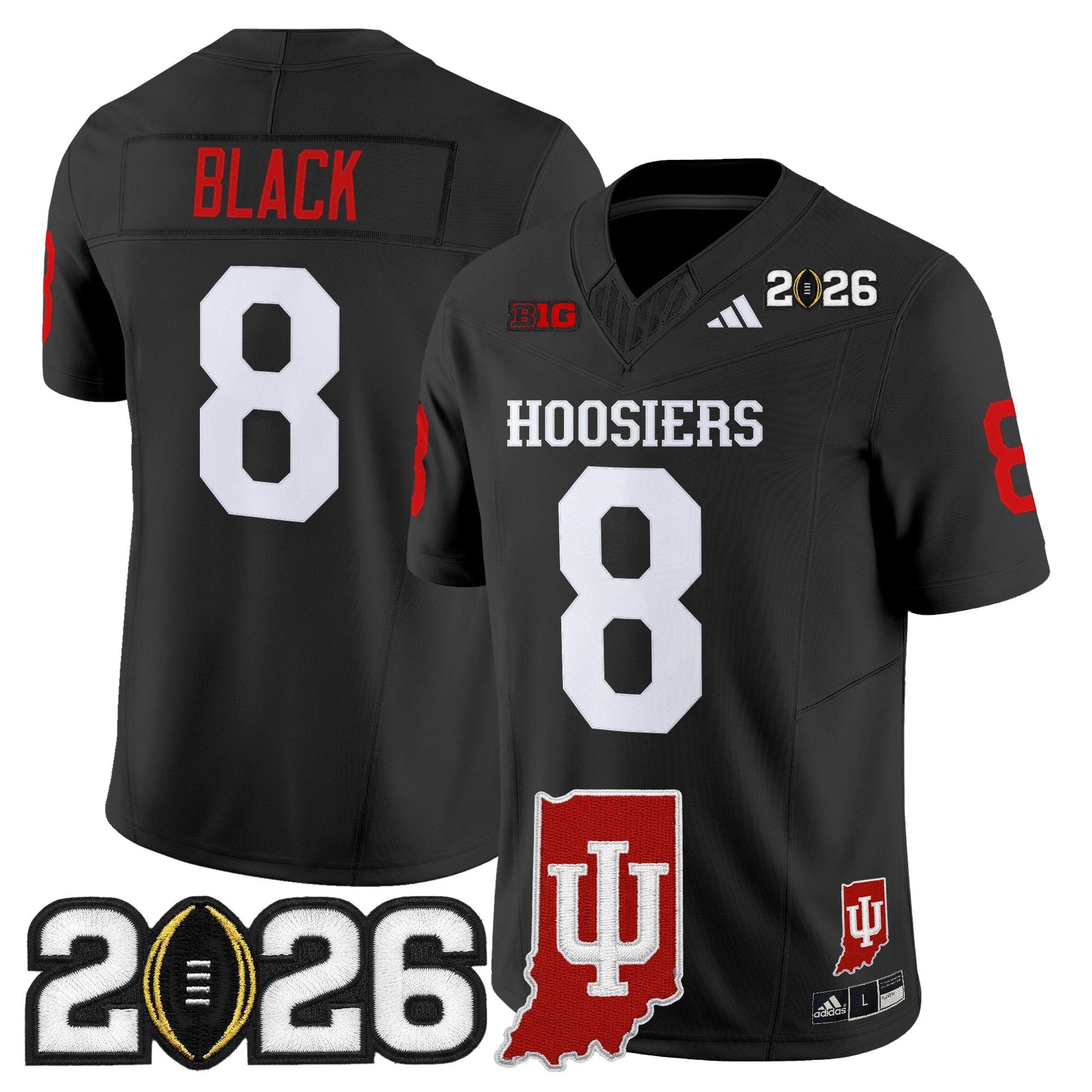 Men's Indiana Hoosiers 2026 CFP Final & Indiana State Patch Vapor Limited Jersey - All Stitched