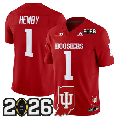 Men's Indiana Hoosiers 2026 CFP Final & Indiana State Patch Vapor Limited Jersey - All Stitched