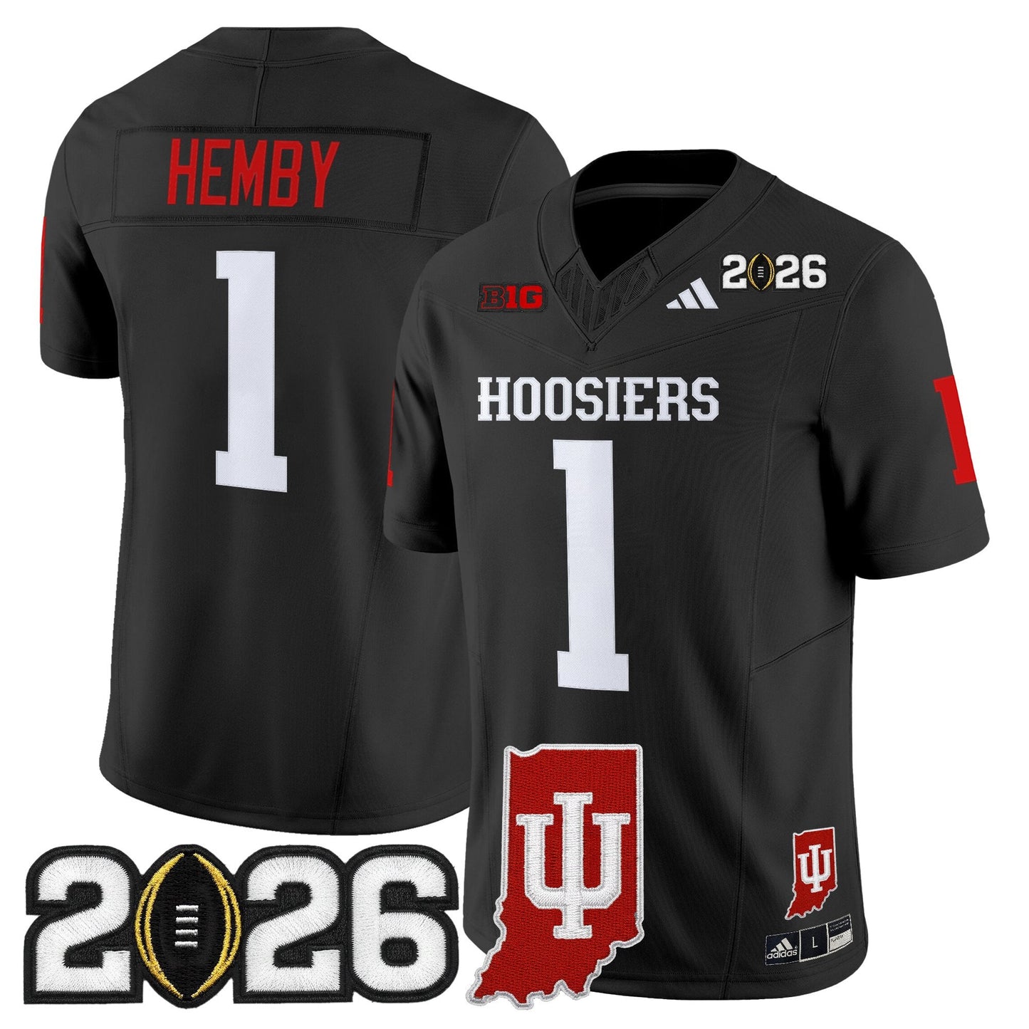Men's Indiana Hoosiers 2026 CFP Final & Indiana State Patch Vapor Limited Jersey - All Stitched