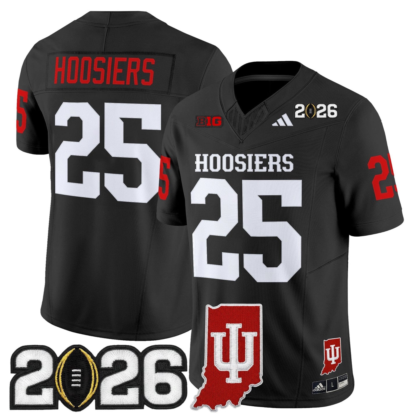 Men's Indiana Hoosiers 2026 CFP Final & Indiana State Patch Vapor Limited Jersey - All Stitched