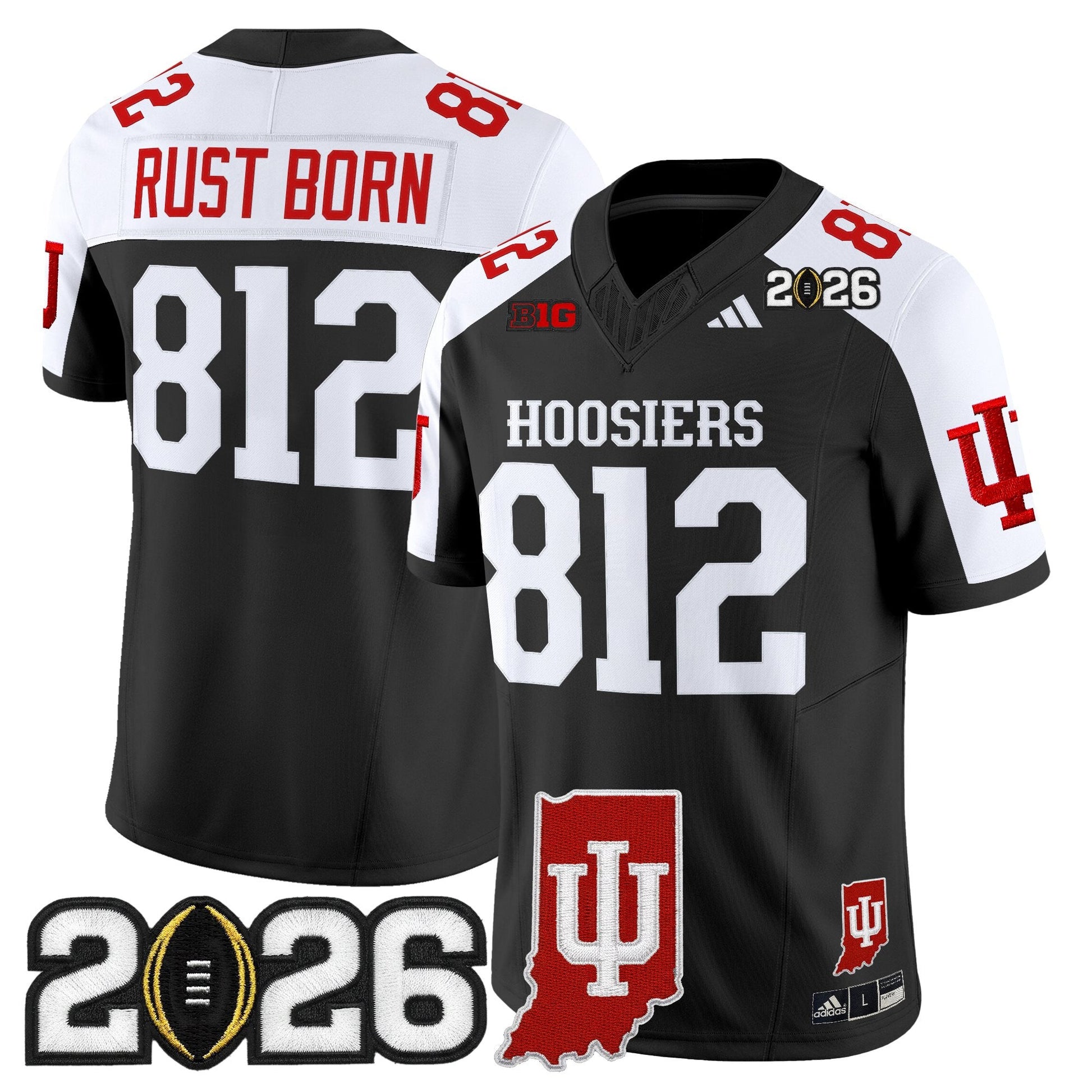 Men's Indiana Hoosiers 2026 CFP Final & Indiana State Patch Vapor Limited Jersey - All Stitched