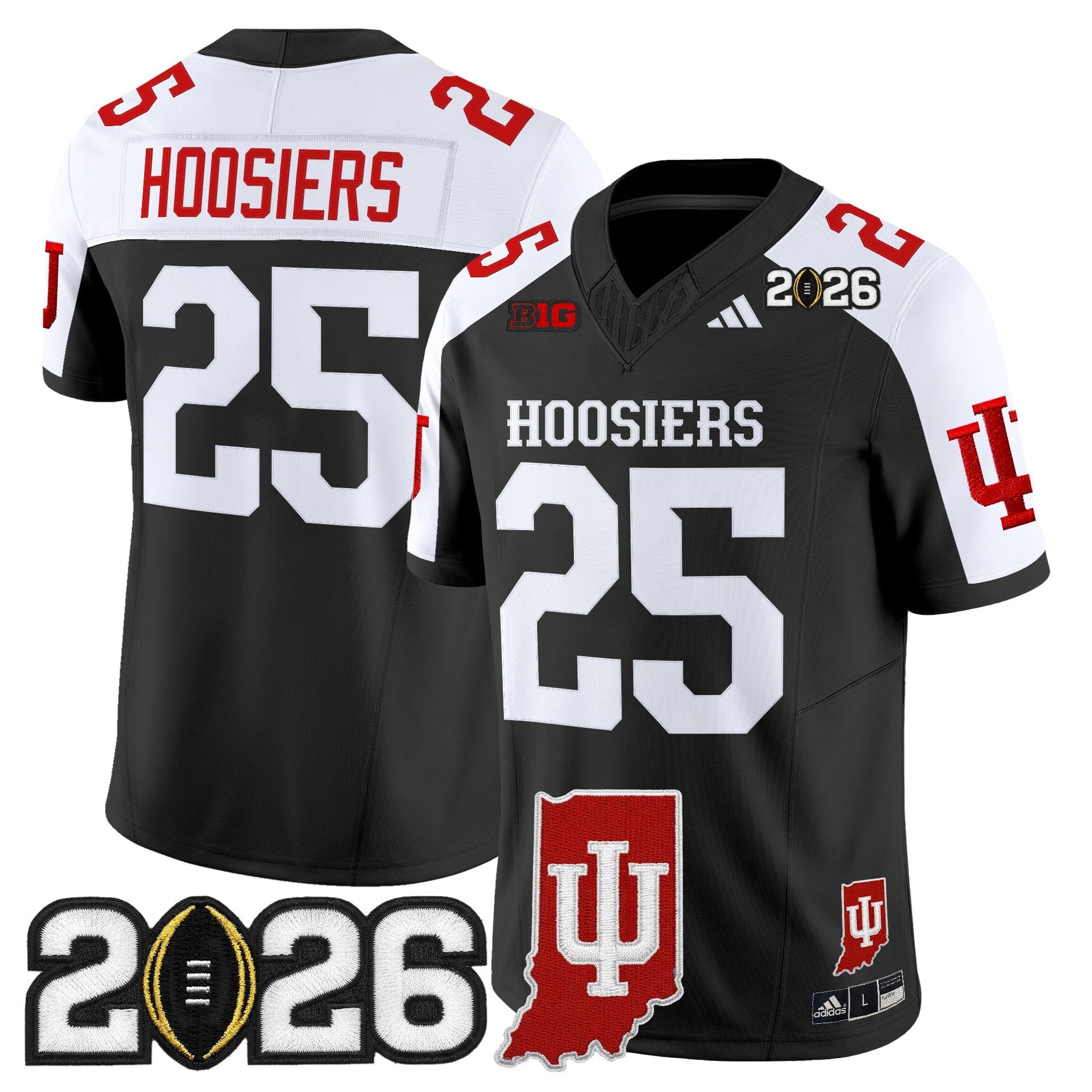 Men's Indiana Hoosiers 2026 CFP Final & Indiana State Patch Vapor Limited Jersey - All Stitched