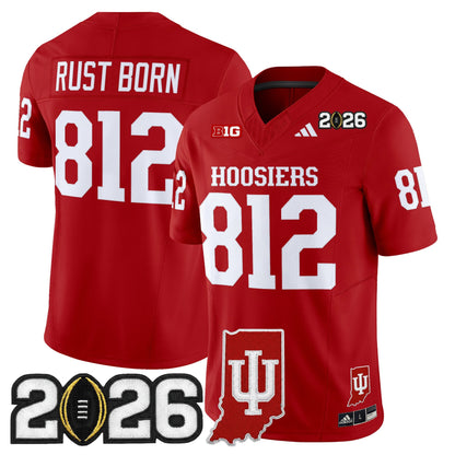 Men's Indiana Hoosiers 2026 CFP Final & Indiana State Patch Vapor Limited Jersey - All Stitched
