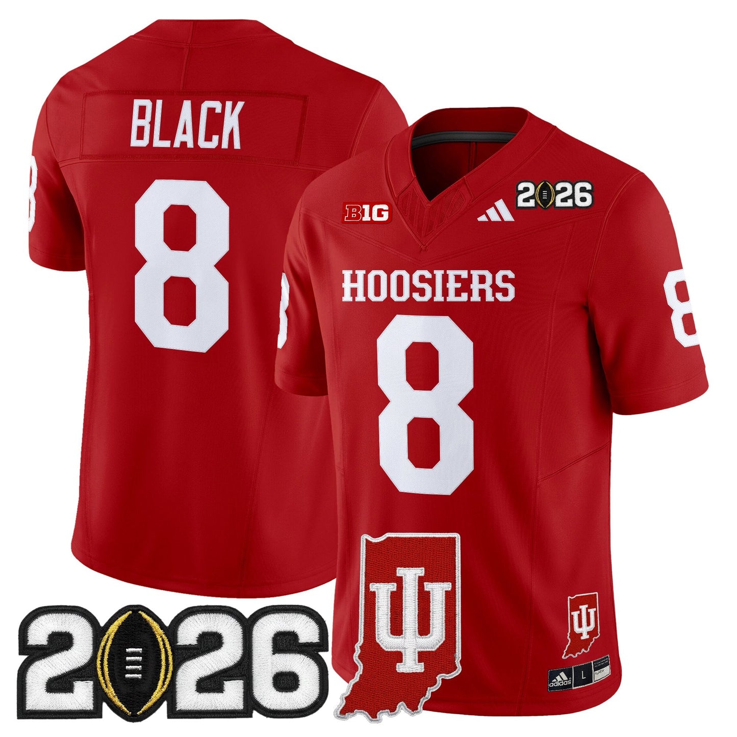 Men's Indiana Hoosiers 2026 CFP Final & Indiana State Patch Vapor Limited Jersey - All Stitched