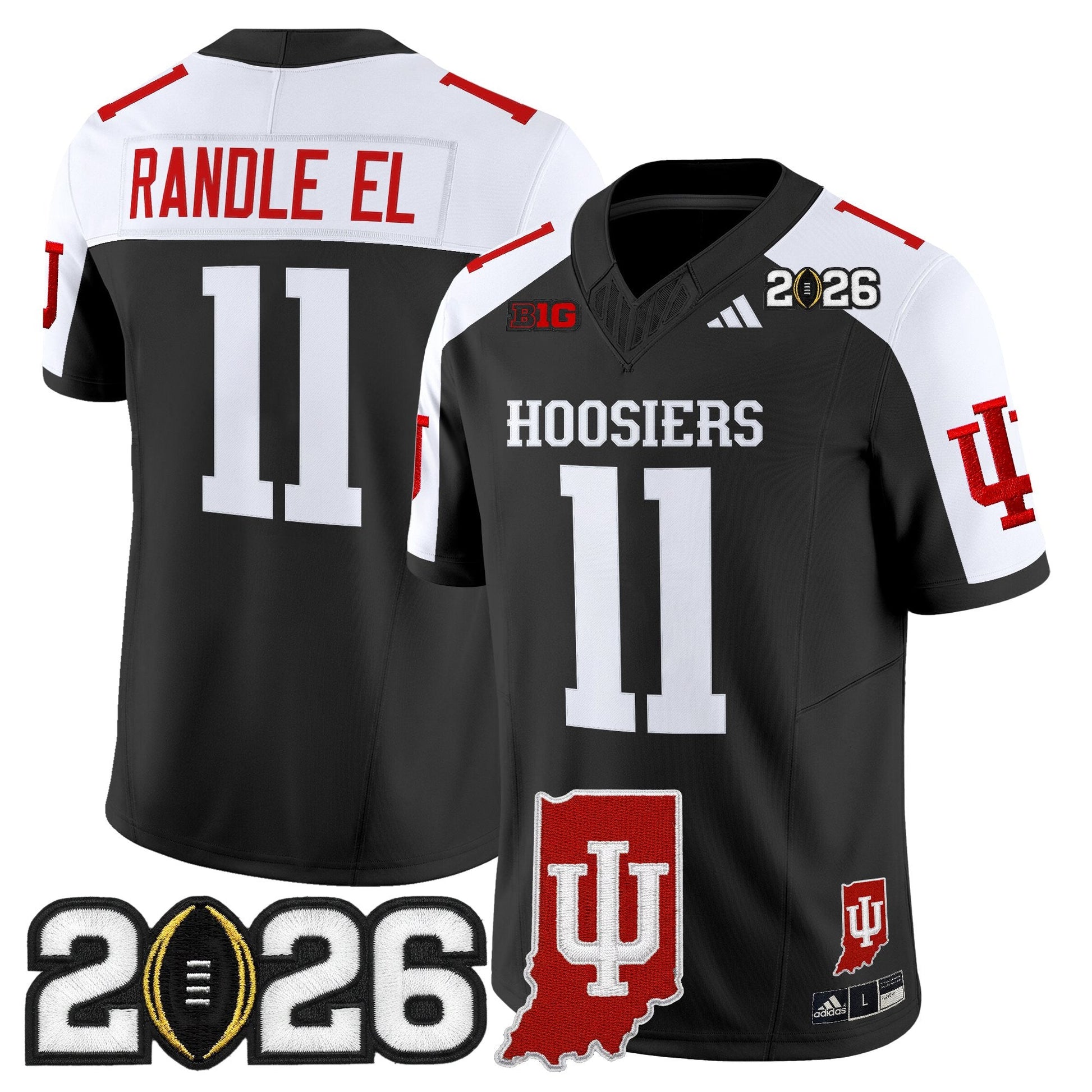 Men's Indiana Hoosiers 2026 CFP Final & Indiana State Patch Vapor Limited Jersey - All Stitched