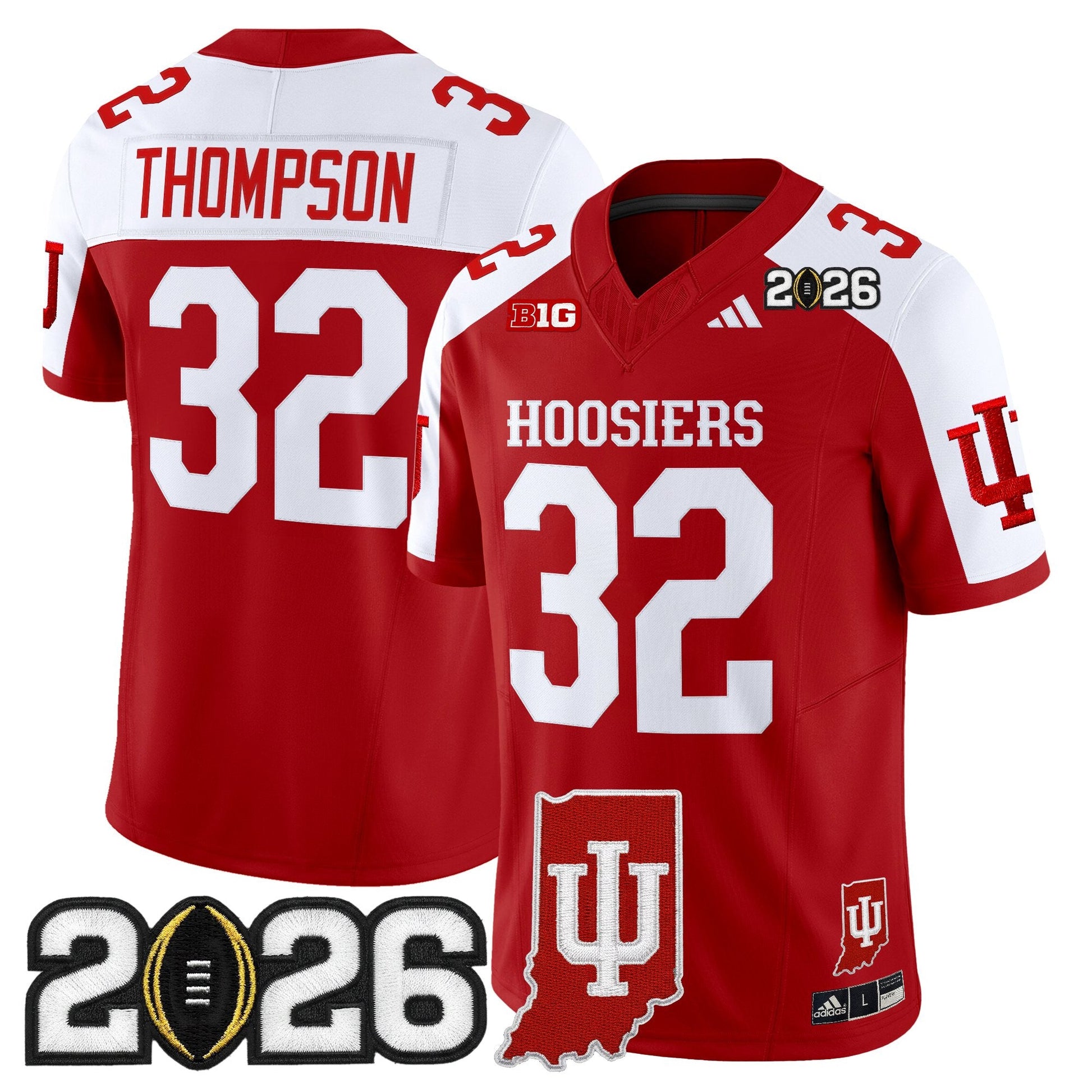 Men's Indiana Hoosiers 2026 CFP Final & Indiana State Patch Vapor Limited Jersey - All Stitched