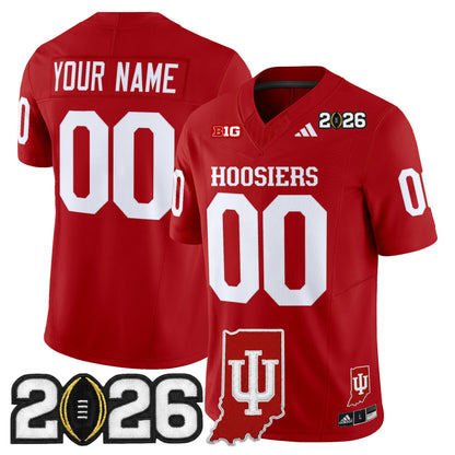 Indiana Hoosiers 2026 CFP Final & Indiana State Patch Vapor Limited Custom Jersey - All Stitched