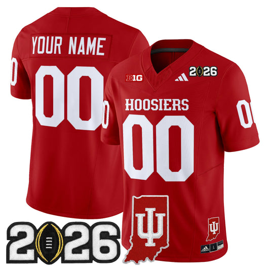 Indiana Hoosiers 2026 CFP Final & Indiana State Patch Vapor Limited Custom Jersey - All Stitched
