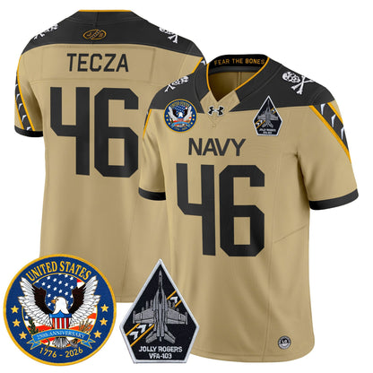 Men's Navy Midshipmen "United States 250th Anniversary Patch" Vapor Limited Jersey - Jolly Rogers Edition - All Stitched