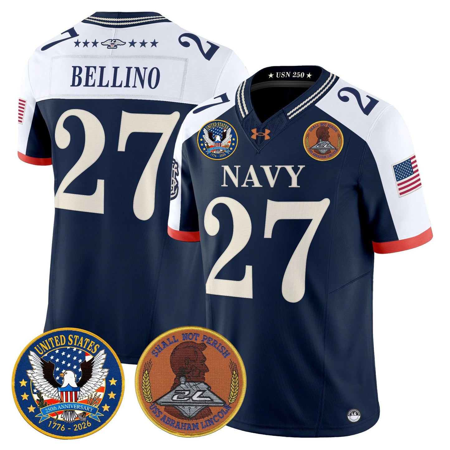 Men's Navy Midshipmen "United States 250th Anniversary Patch" Vapor Limited Jersey - Stitched