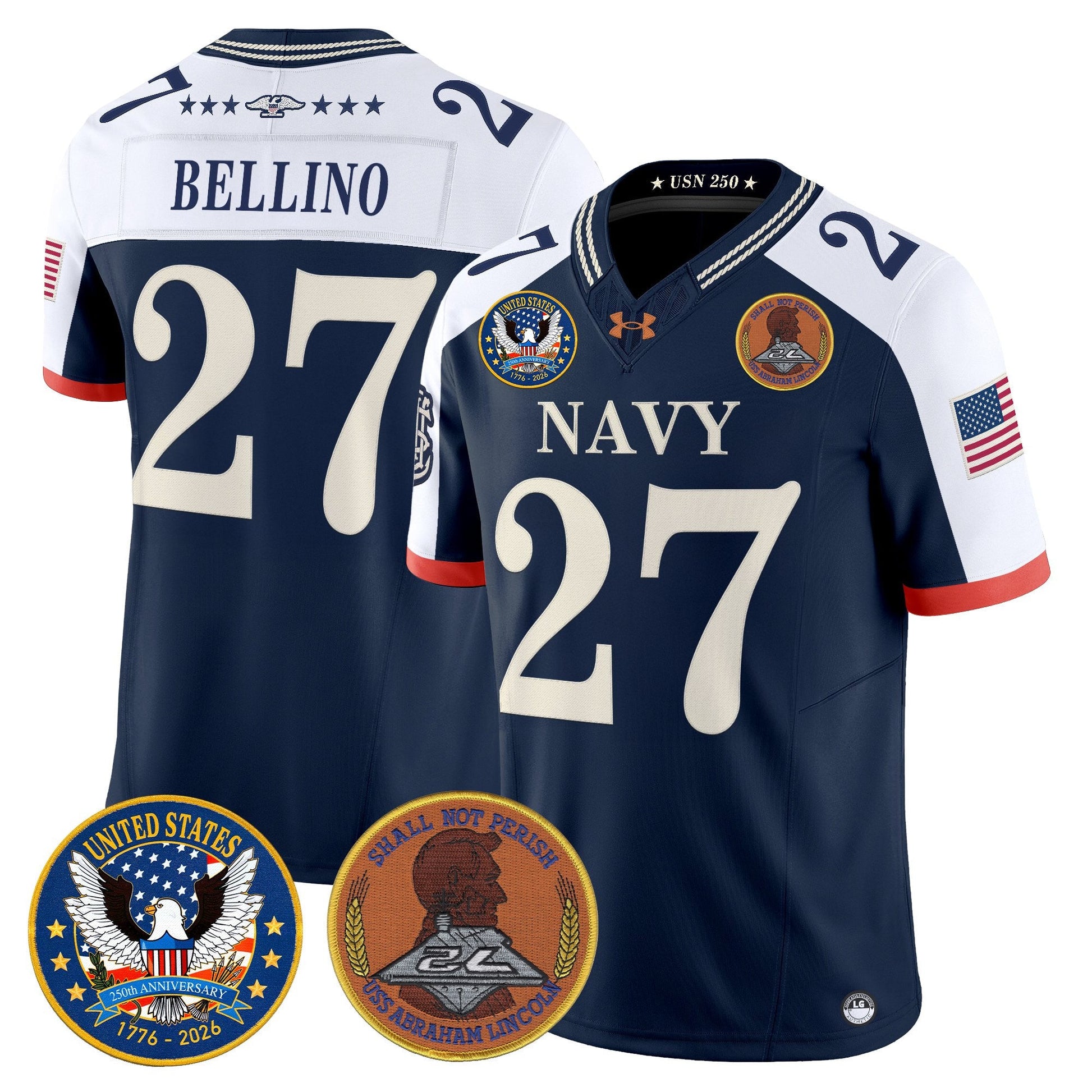 Men's Navy Midshipmen "United States 250th Anniversary Patch" Vapor Limited Jersey - Stitched