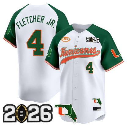 Men's Miami Hurricanes 2026 CFP Final & Florida Patch Vapor Baseball Jersey - All Stitched
