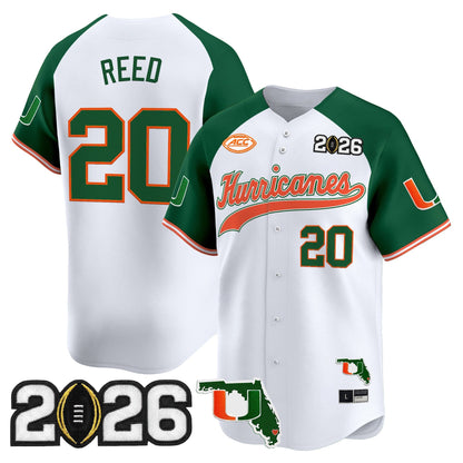 Men's Miami Hurricanes 2026 CFP Final & Florida Patch Vapor Baseball Jersey - All Stitched