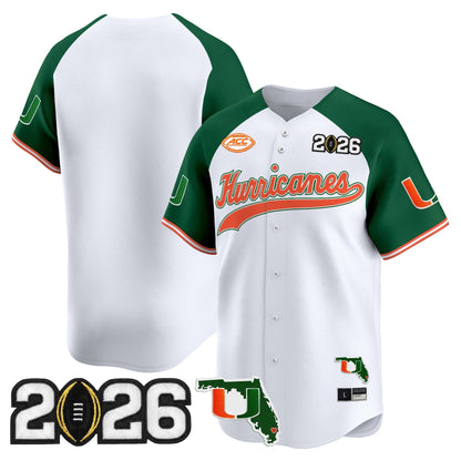 Men's Miami Hurricanes 2026 CFP Final & Florida Patch Vapor Baseball Jersey - All Stitched