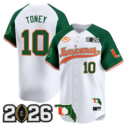 Men's Miami Hurricanes 2026 CFP Final & Florida Patch Vapor Baseball Jersey - All Stitched