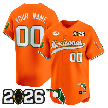 Miami Hurricanes 2026 CFP Final & Florida Patch Vapor Baseball Custom Jersey - All Stitched