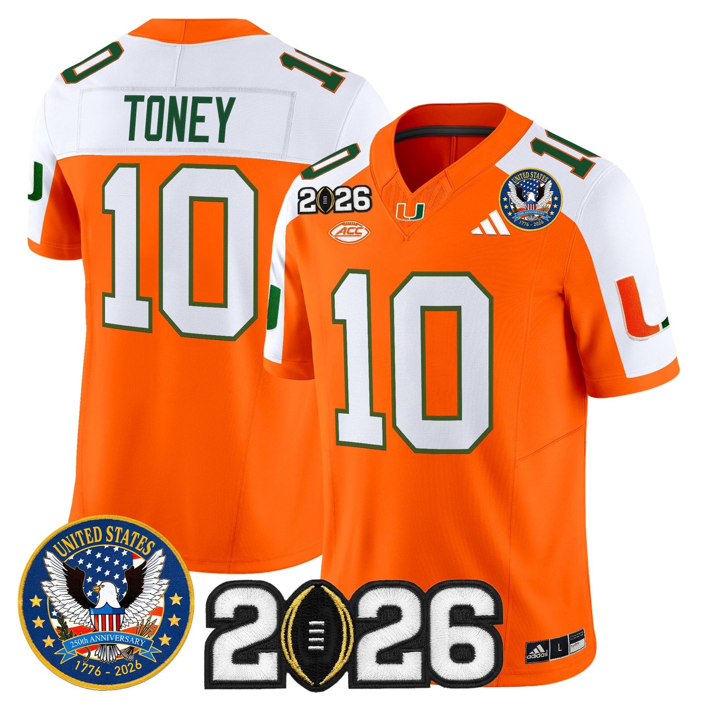 Men's Miami Hurricanes "United States 250th Anniversary & 2026 CFP Final Patch" Vapor Limited Jersey - All Stitched