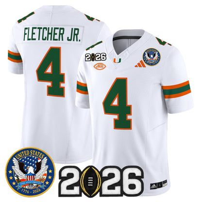 Men's Miami Hurricanes "United States 250th Anniversary & 2026 CFP Final Patch" Vapor Limited Jersey - All Stitched