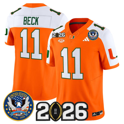Men's Miami Hurricanes "United States 250th Anniversary & 2026 CFP Final Patch" Vapor Limited Jersey - All Stitched