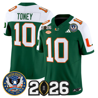Men's Miami Hurricanes "United States 250th Anniversary & 2026 CFP Final Patch" Vapor Limited Jersey - All Stitched