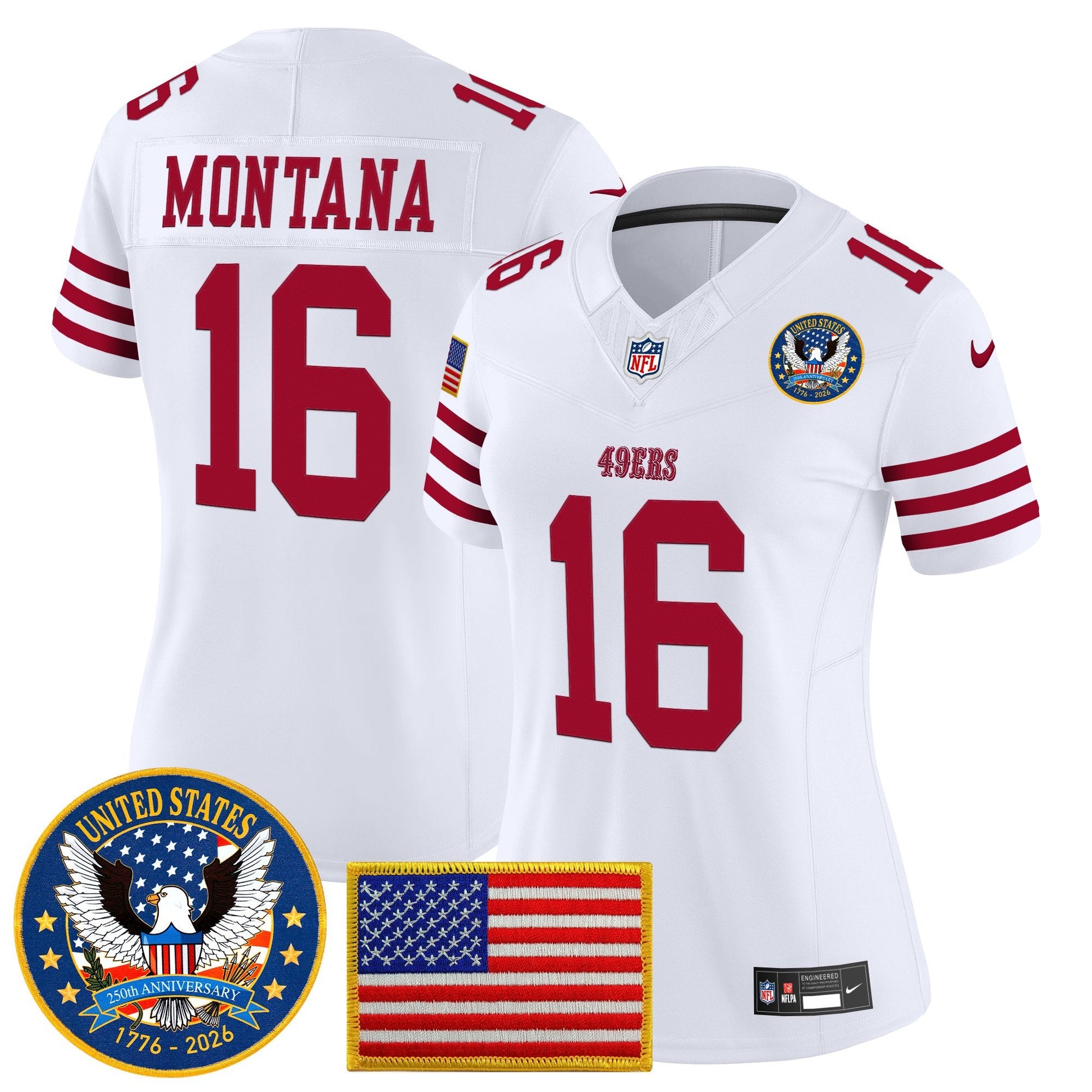 Women's San Francisco 49ers "United States 250th Anniversary Patch" Vapor Limited Jersey - All Stitched