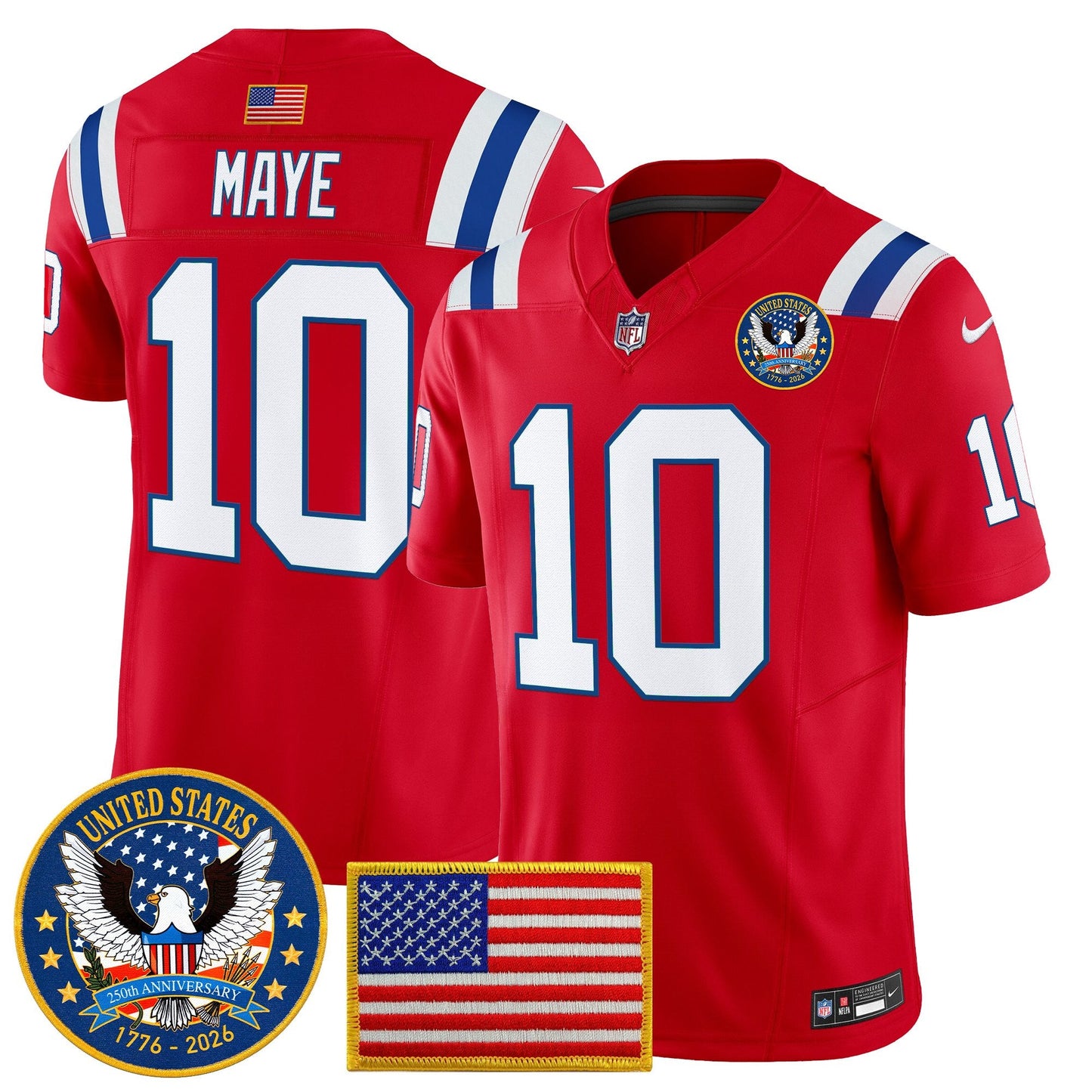 Men's New England Patriots "United States 250th Anniversary Patch" Vapor Limited Jersey - All Stitched
