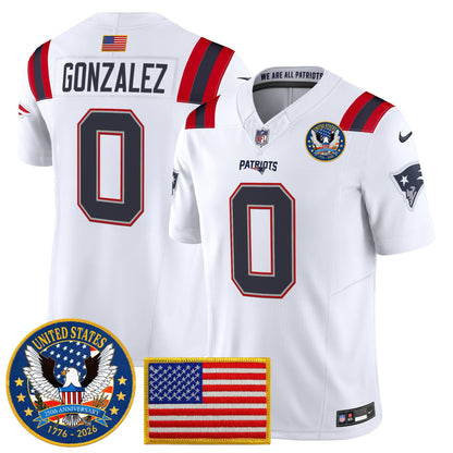 Men's New England Patriots "United States 250th Anniversary Patch" Vapor Limited Jersey - All Stitched