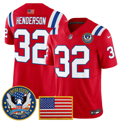 Men's New England Patriots "United States 250th Anniversary Patch" Vapor Limited Jersey - All Stitched