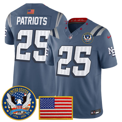 Men's New England Patriots "United States 250th Anniversary Patch" Vapor Limited Jersey - All Stitched