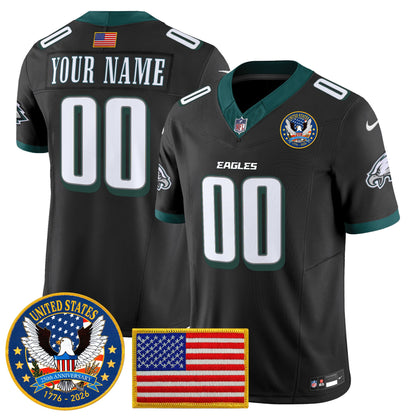 Philadelphia Eagles "United States 250th Anniversary Patch" Vapor Limited Custom Jersey - All Stitched