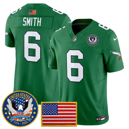 Men's Philadelphia Eagles "United States 250th Anniversary Patch" Vapor Limited Jersey - All Stitched