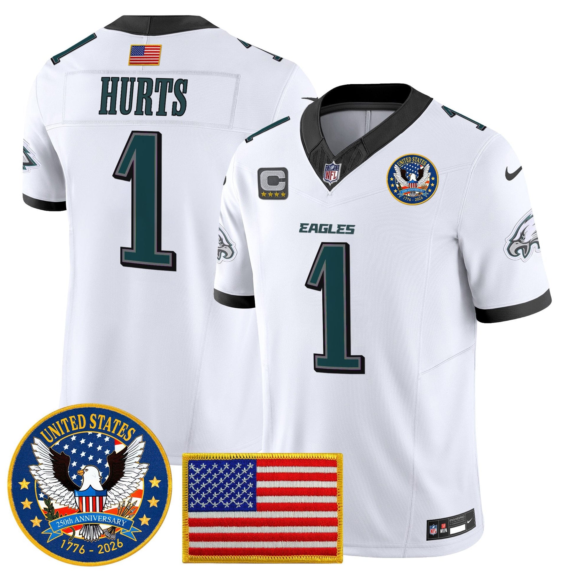 Men's Philadelphia Eagles "United States 250th Anniversary Patch" Vapor Limited Jersey - All Stitched