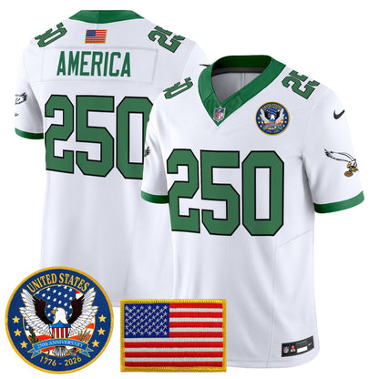 Men's Philadelphia Eagles "United States 250th Anniversary Patch" Vapor Limited Jersey - All Stitched