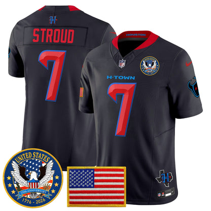 Men's Houston Texans "United States 250th Anniversary Patch" Vapor Limited Jersey - All Stitched