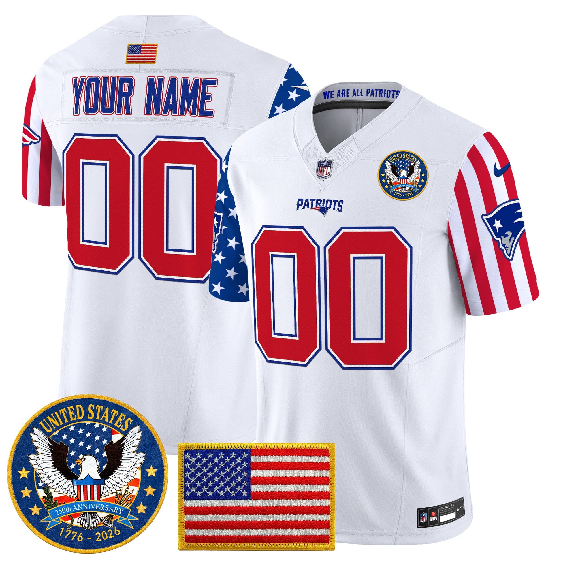 New England Patriots "America250 Edition" Vapor Limited Custom Jersey - All Stitched
