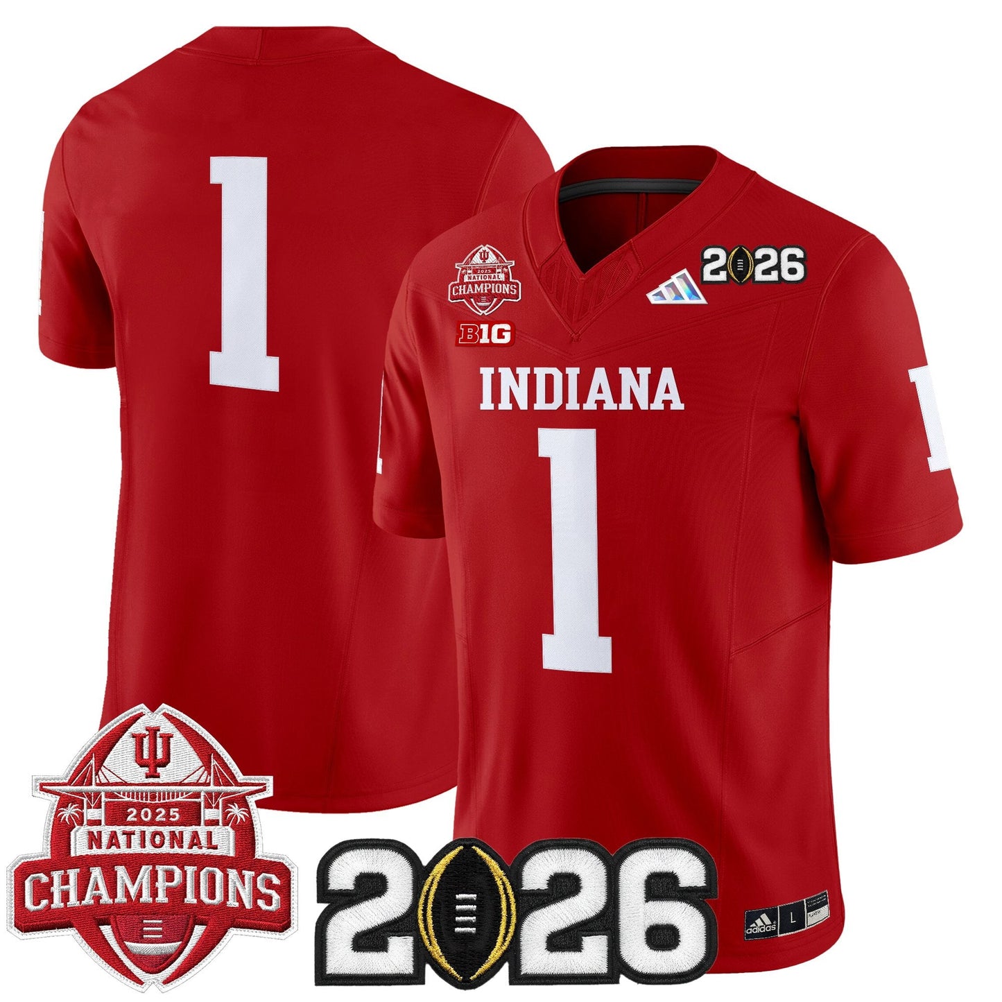 Men's Indiana Hoosiers 2025 National Champions & 2026 CFP Final Patch Vapor Limited Jersey V2 - All Stitched